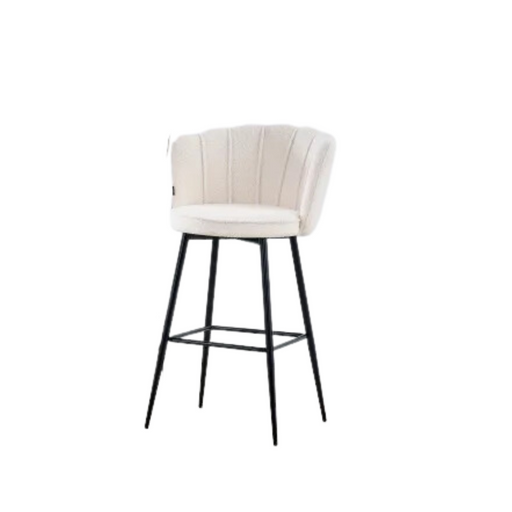Tabouret de bar NYMPHEA Métal noir en velours doudou bouclé