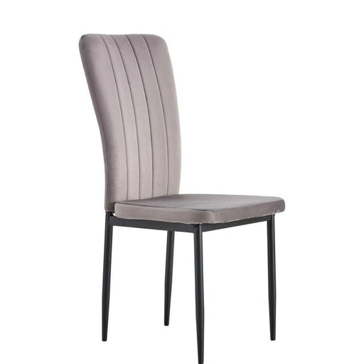 Chaise PONY assise velours pieds métal gris