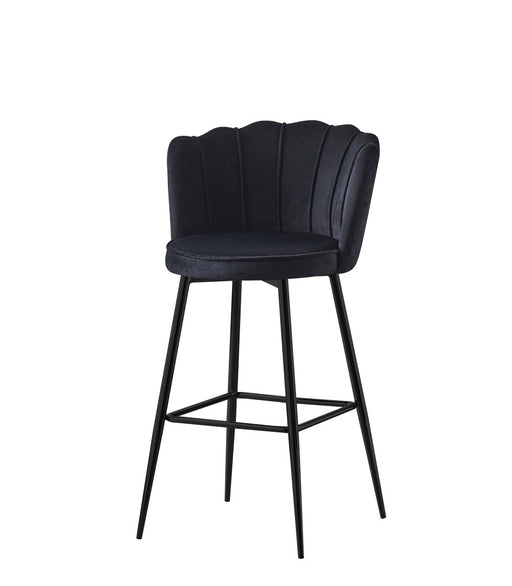 Tabouret de bar NYMPHEA Métal noir en velours noir