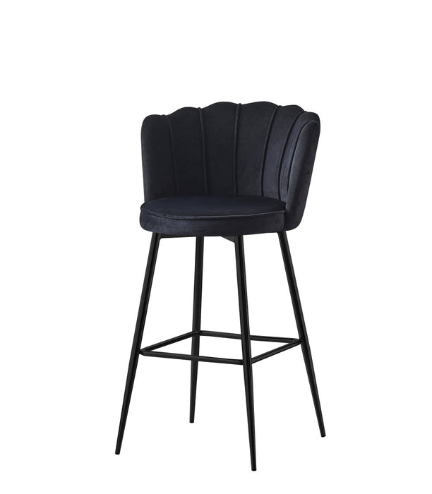 Tabouret de bar NYMPHEA Métal noir en velours noir