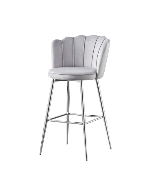 Tabouret de bar NYMPHEA Chrome en velours gris