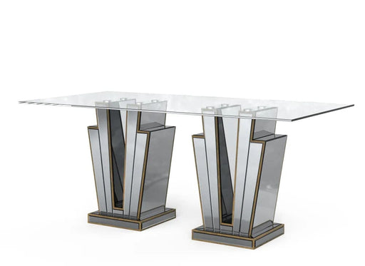 Table à manger GALAXY miroir plateau transparent