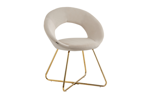 Chaise BUBBLE Gold velours blanc doudou