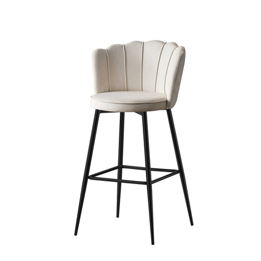 Tabouret de bar NYMPHEA Métal noir en velours écru