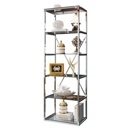 Bibliothèque ARYA chrome en verre Transparent 60x40x180 cm