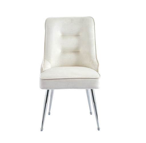 Chaise luxury ZIP en velours pieds chromés beige