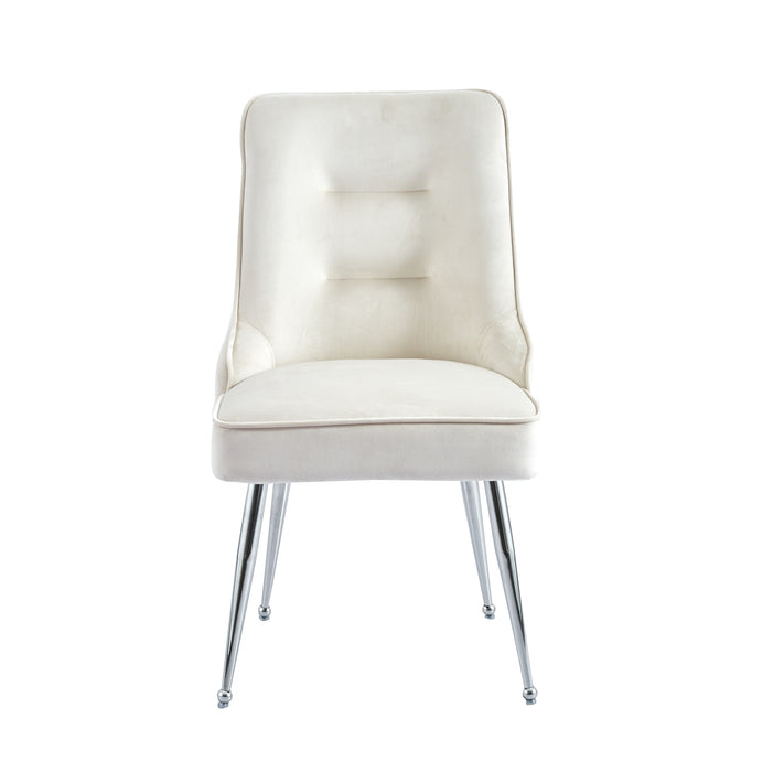 Chaise luxury ZIP en velours pieds chromés beige