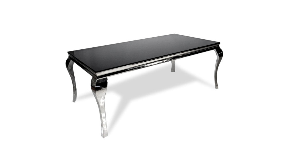 Table à manger BAROQUE chrome noir 150x90x75 cm