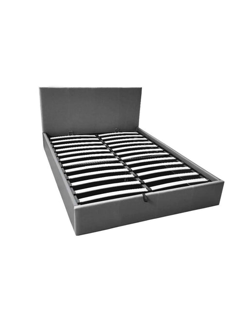 Lit coffre 2 places 160x200 cm BASTIEN simili cuir sommier inclus gris