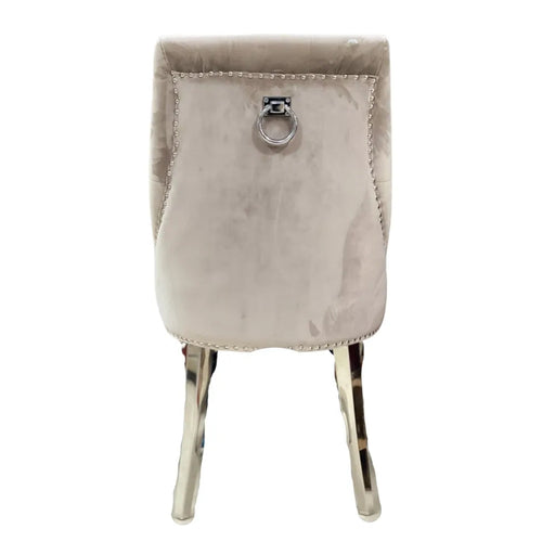 Chaise ANNEAU Capitonnées et Cloutées Chrome Velours gris