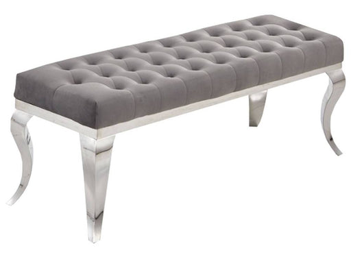 Banquette BAROQUE Capitonnée Chrome en velours gris