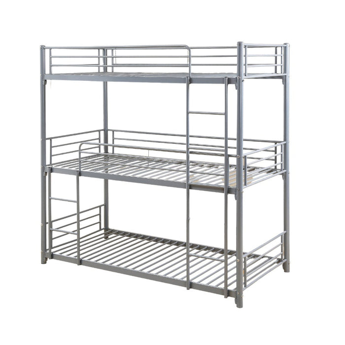 Lit superposé 3 étages TRIPLE 3 couchages 90x190 cm gris