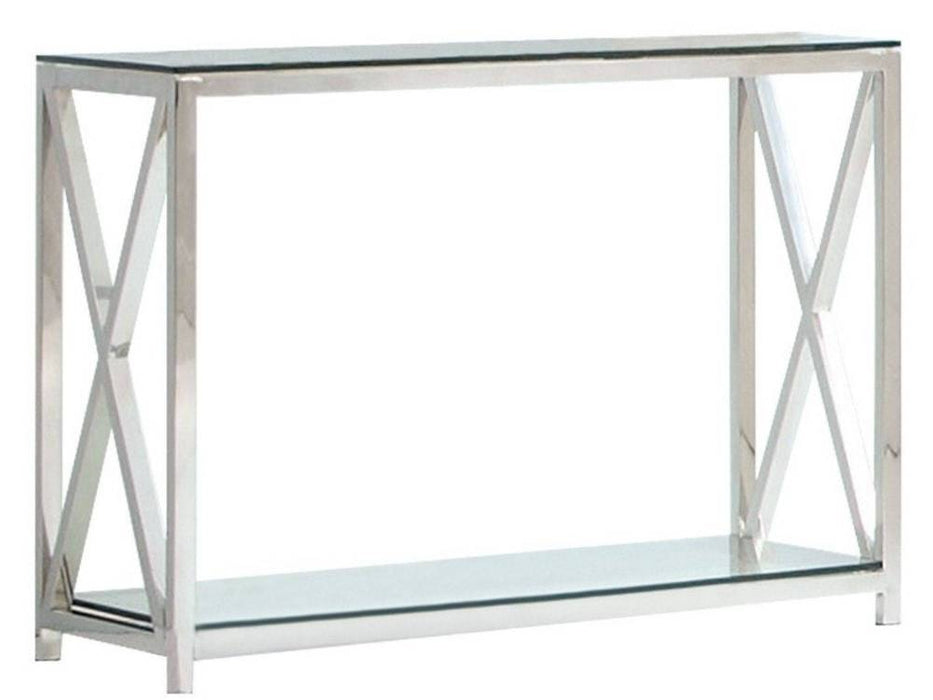 Table console KENSY chrome en verre 120x40x78 cm