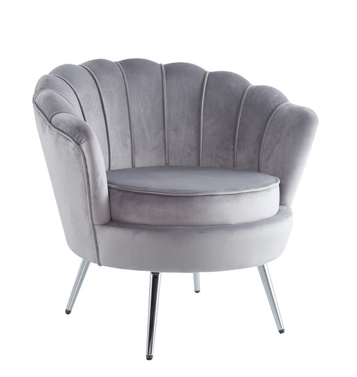 Fauteuil NYMPHEA chrome en velours gris
