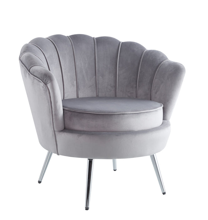 Fauteuil NYMPHEA chrome en velours gris