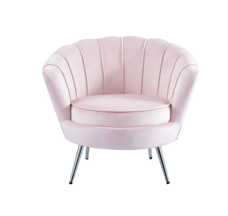Fauteuil NYMPHEA chrome en velours rose