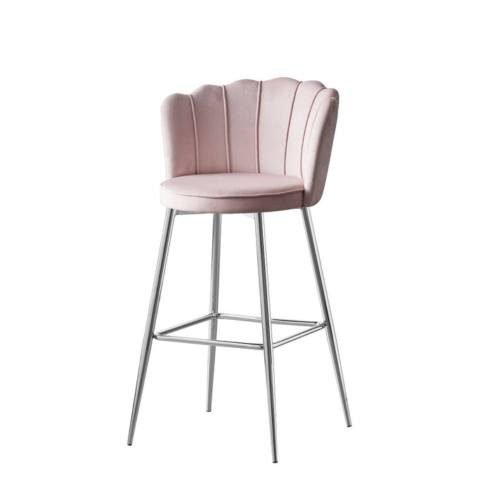 Tabouret de bar NYMPHEA Chrome en velours rose