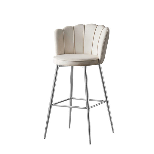 Tabouret de bar NYMPHEA Chrome en velours doudou bouclé