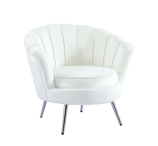 Fauteuil NYMPHEA chrome en velours écru