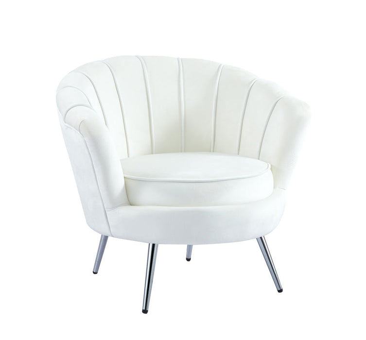 Fauteuil NYMPHEA chrome en velours écru