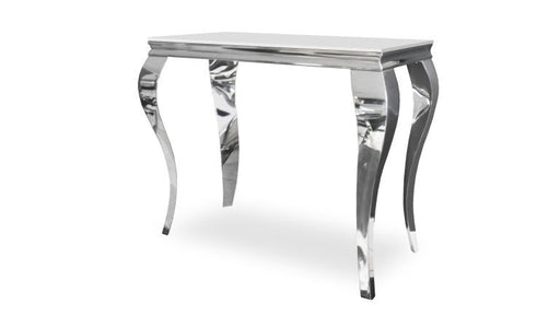 Console BAROQUE Chrome plateau en verre blanc 110x50x85 cm