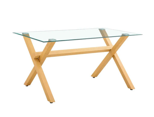 Table à manger IXE en bois XXL plateau transparent 180 cm