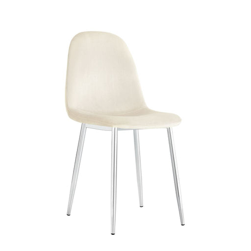 Chaise  SCANDINAVE en velours pieds chrome beige