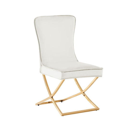 Chaise GABRIELLE capitonnée velours écru