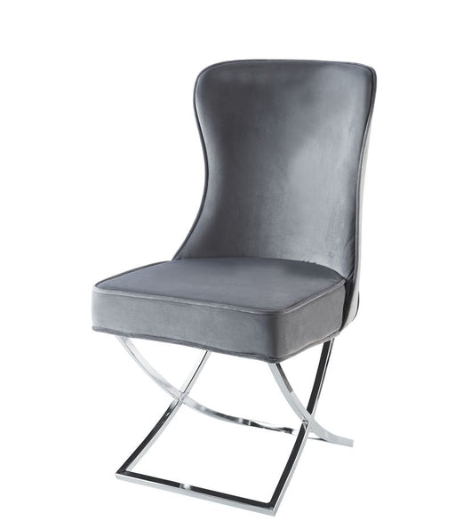 Chaise GABRIELLE capitonnée velours gris