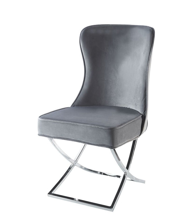 Chaise GABRIELLE capitonnée velours gris