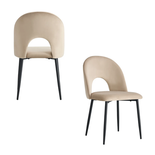 Chaise TEDDY métal noir velours taupe