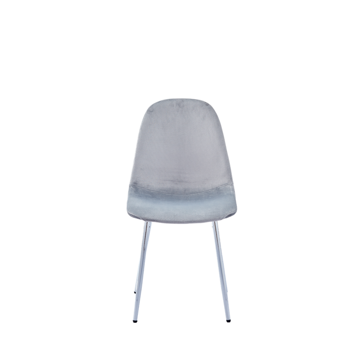 Chaise  SCANDINAVE en velours pieds chrome gris clair