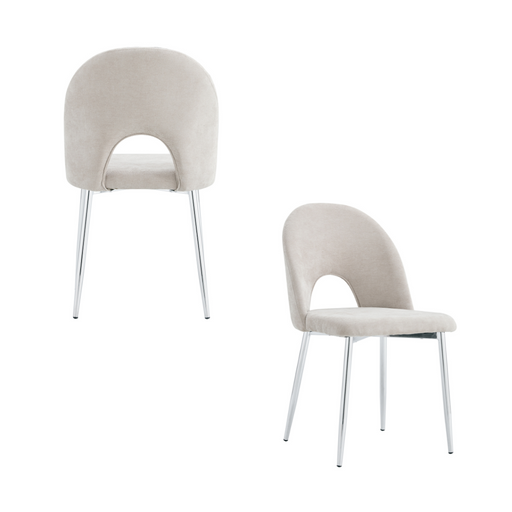 Chaise TEDDY Chrome velours chenille moka