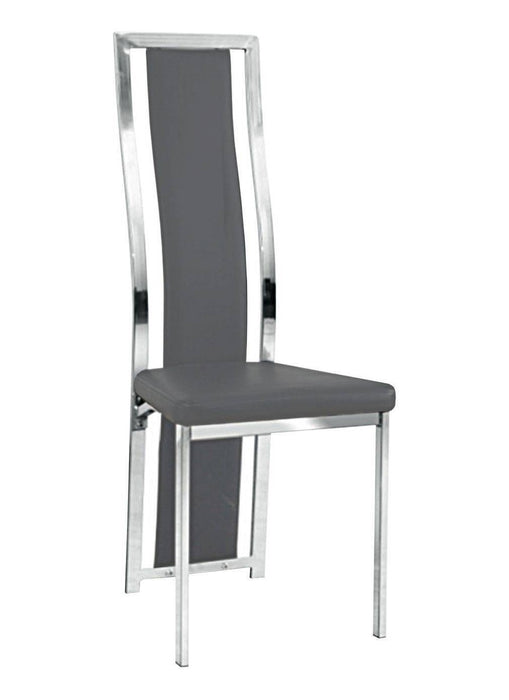 Chaise Dana simili cuir contour chromé gris