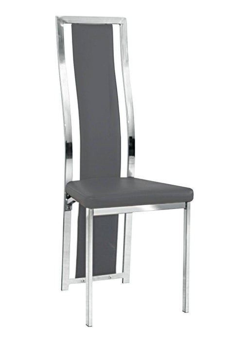 Chaise Dana simili cuir contour chromé gris