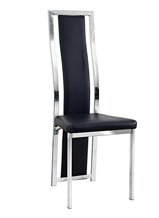 Chaise Dana simili cuir contour chromé noir