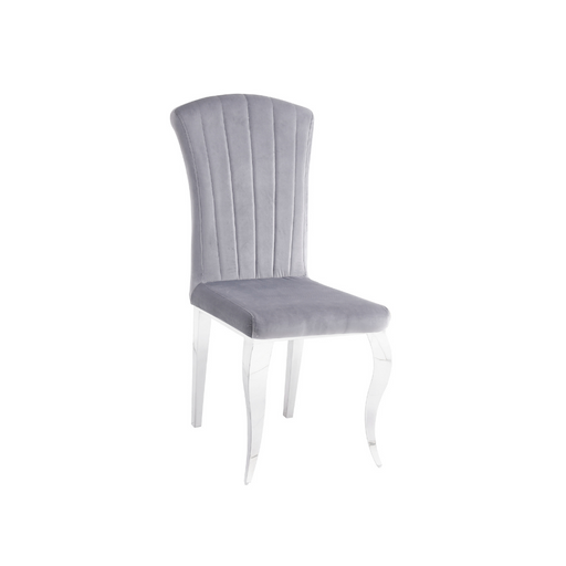 Chaise baroque LOUIS Chrome Velours gris
