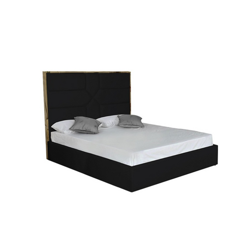 Lit 2 places 140x190 cm GOLD MARK similicuir avec sommier intégré noir