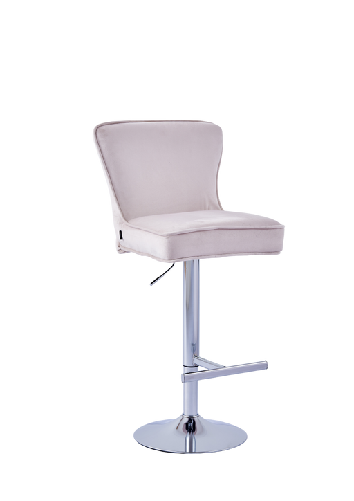 Tabouret de bar GABRIELLE Chrome en velours beige