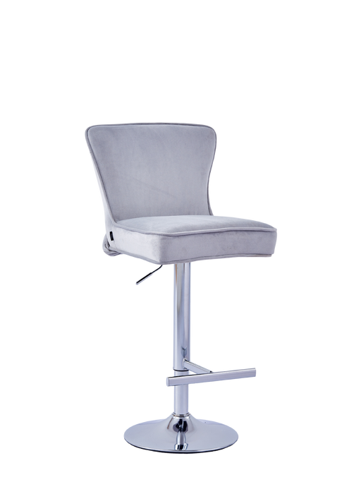 Tabouret de bar GABRIELLE Chrome en velours gris