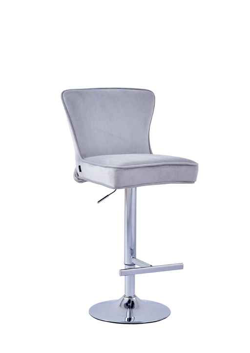 Tabouret de bar GABRIELLE Chrome en velours gris