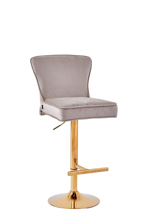 Tabouret de bar GABRIELLE Gold en velours taupe