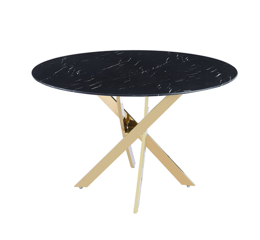 Table a manger ronde JESSICA XXL Gold 120 cm 4 couverts marbré noir