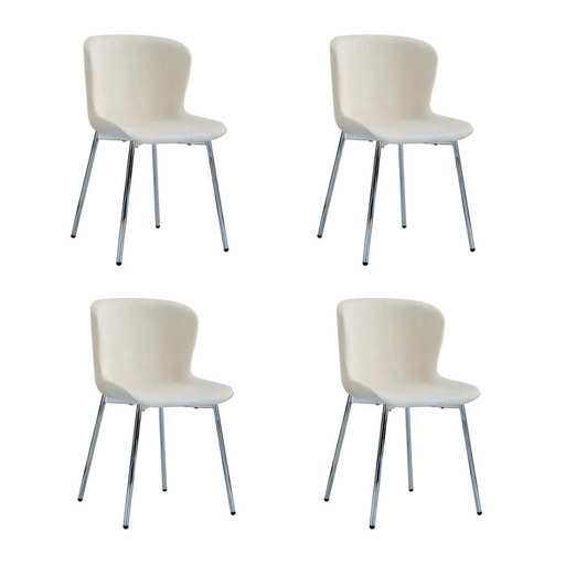 Chaise ELEN chrome velours écru