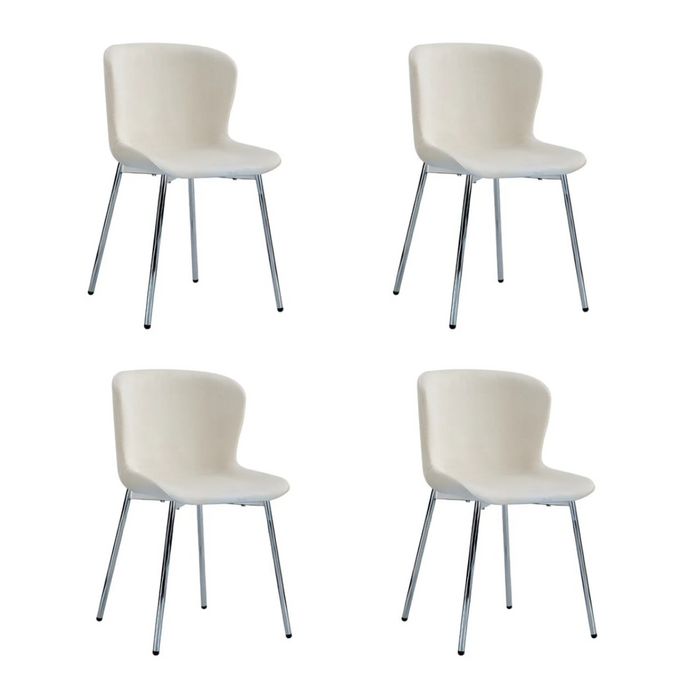 Chaise ELEN chrome velours écru
