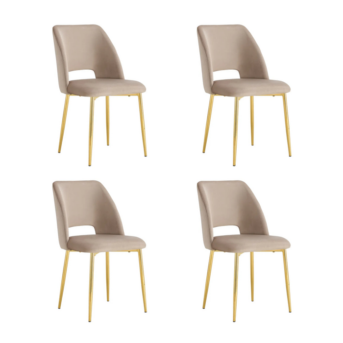 Chaise AVA Gold en Velours taupe