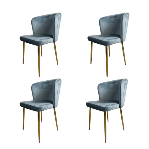 Chaise moderne DIANA gold velours bleu