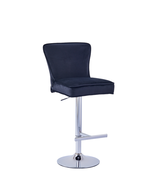Tabouret de bar GABRIELLE Chrome en velours noir