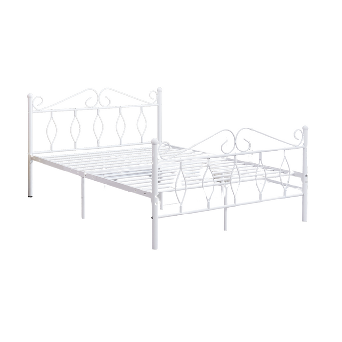 Lit 2 places JULIE 160x200 cm métal sommier inclus blanc