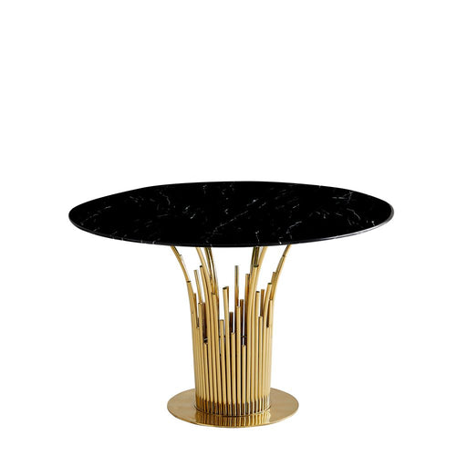 Table à manger ronde FLUTE Gold marbré blanc